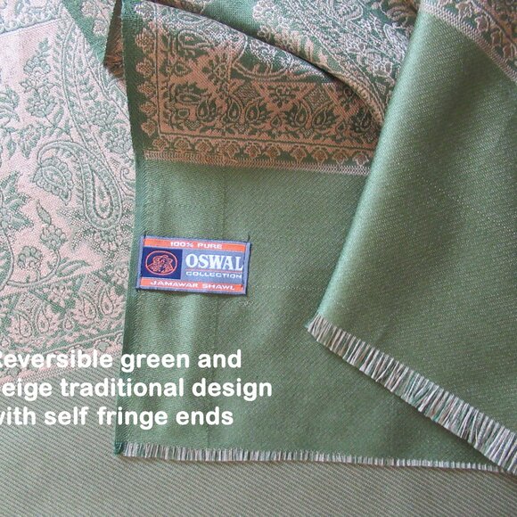 Traditional Jamawar Shawl OSWAL Collection Large 80 x 40 inch oblong plus fringe - Picture 8 of 16